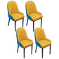 Scandinavian Home Side Chair Metal Upholstered Solid Back Dining Room Chair Yellow Blue 4 Piece Set Black Clearhalo ' kitchen&dining_furn' 'Dining Chairs' 'Dining Tables & Seating' 'dining_chair' 'furn' 'furn_dining_chair' 'Furniture' 'furniture_dining_chair' 'Kitchen & Dining Furniture' 'kitchen' 3885606