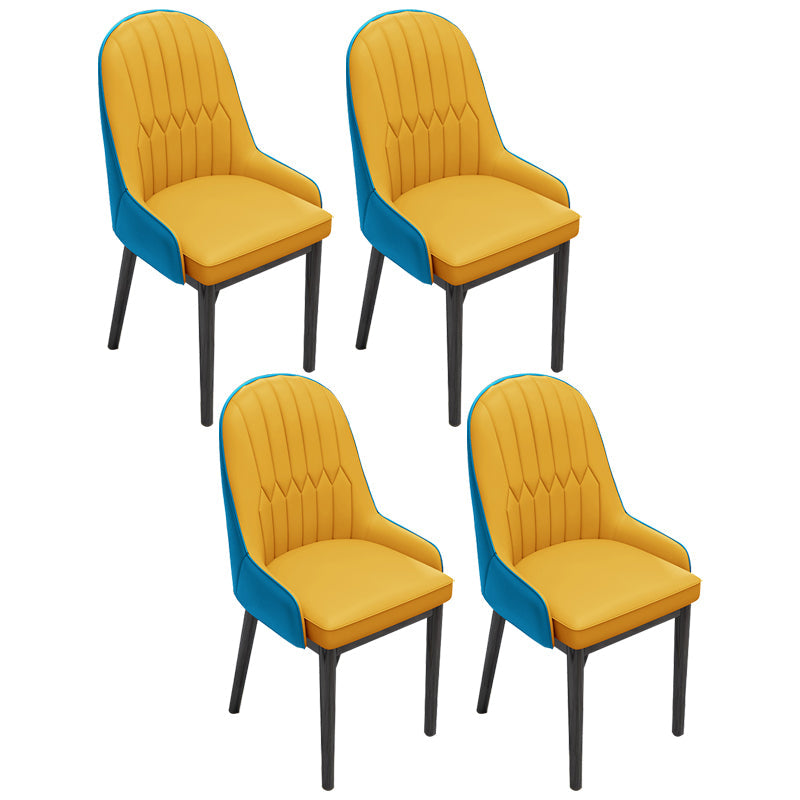 Scandinavian Home Side Chair Metal Upholstered Solid Back Dining Room Chair Yellow Blue 4 Piece Set Black Clearhalo ' kitchen&dining_furn' 'Dining Chairs' 'Dining Tables & Seating' 'dining_chair' 'furn' 'furn_dining_chair' 'Furniture' 'furniture_dining_chair' 'Kitchen & Dining Furniture' 'kitchen' 3885606