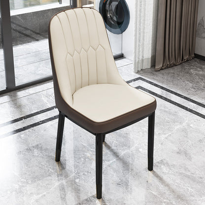 Scandinavian Home Side Chair Metal Upholstered Solid Back Dining Room Chair Beige 1 Piece Black Clearhalo ' kitchen&dining_furn' 'Dining Chairs' 'Dining Tables & Seating' 'dining_chair' 'furn' 'furn_dining_chair' 'Furniture' 'furniture_dining_chair' 'Kitchen & Dining Furniture' 'kitchen' 3885610