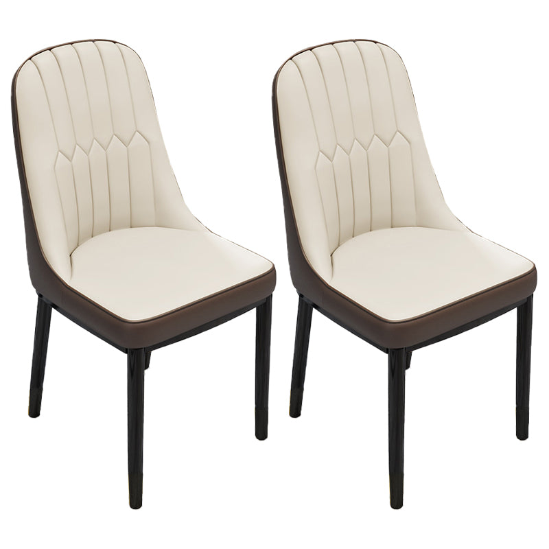 Scandinavian Home Side Chair Metal Upholstered Solid Back Dining Room Chair Beige 2 Piece Set Black Clearhalo ' kitchen&dining_furn' 'Dining Chairs' 'Dining Tables & Seating' 'dining_chair' 'furn' 'furn_dining_chair' 'Furniture' 'furniture_dining_chair' 'Kitchen & Dining Furniture' 'kitchen' 3885611