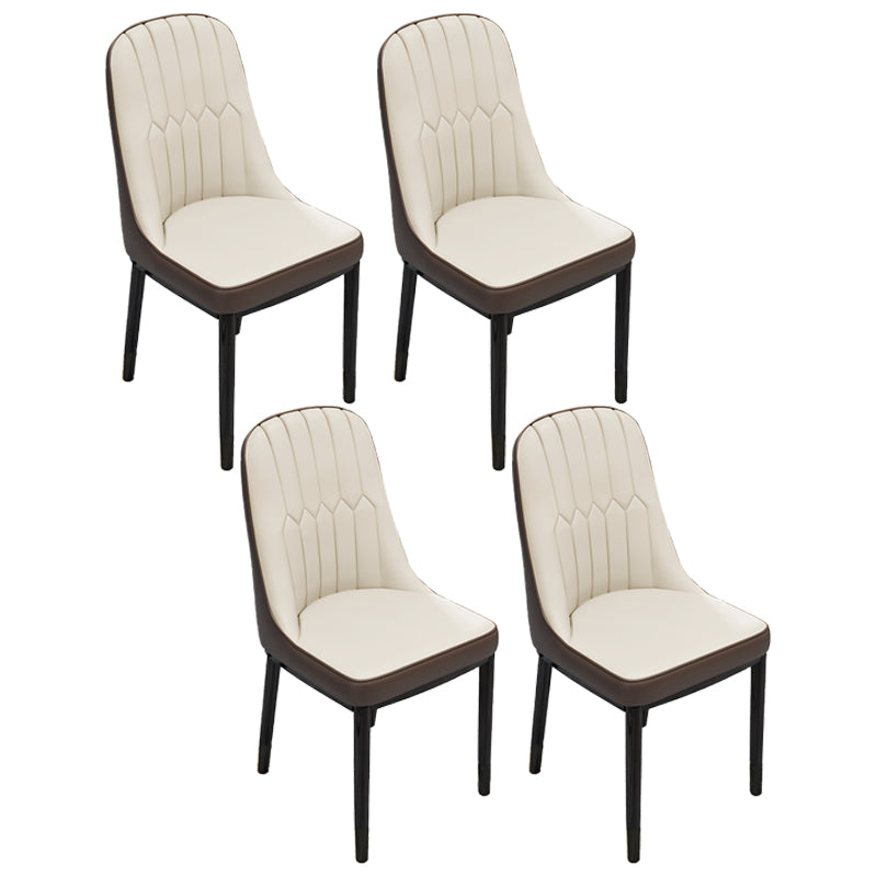 Scandinavian Home Side Chair Metal Upholstered Solid Back Dining Room Chair Beige 4 Piece Set Black Clearhalo ' kitchen&dining_furn' 'Dining Chairs' 'Dining Tables & Seating' 'dining_chair' 'furn' 'furn_dining_chair' 'Furniture' 'furniture_dining_chair' 'Kitchen & Dining Furniture' 'kitchen' 3885612