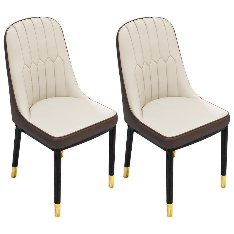 Scandinavian Home Side Chair Metal Upholstered Solid Back Dining Room Chair Beige 2 Piece Set Brass Gold Clearhalo ' kitchen&dining_furn' 'Dining Chairs' 'Dining Tables & Seating' 'dining_chair' 'furn' 'furn_dining_chair' 'Furniture' 'furniture_dining_chair' 'Kitchen & Dining Furniture' 'kitchen' 3885614