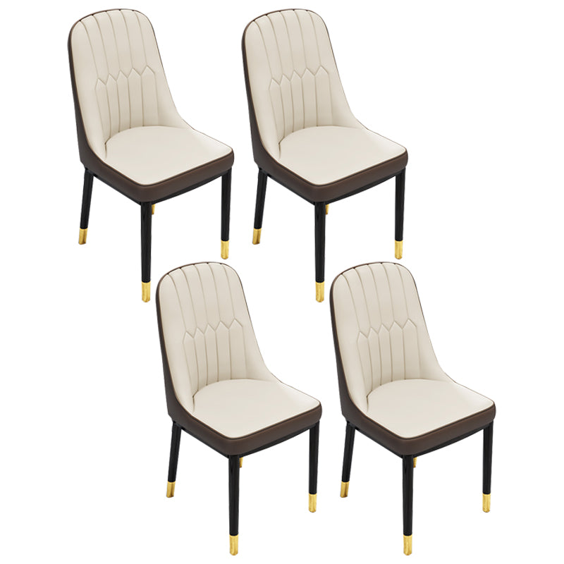 Scandinavian Home Side Chair Metal Upholstered Solid Back Dining Room Chair Beige 4 Piece Set Brass Gold Clearhalo ' kitchen&dining_furn' 'Dining Chairs' 'Dining Tables & Seating' 'dining_chair' 'furn' 'furn_dining_chair' 'Furniture' 'furniture_dining_chair' 'Kitchen & Dining Furniture' 'kitchen' 3885615