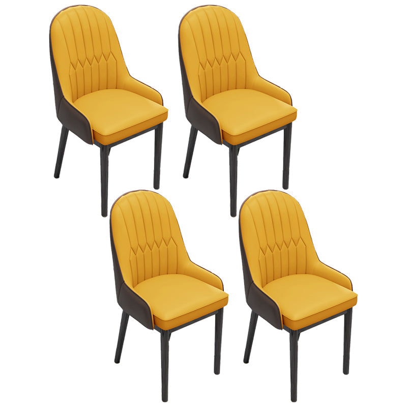 Scandinavian Home Side Chair Metal Upholstered Solid Back Dining Room Chair Dark Yellow 4 Piece Set Black Clearhalo ' kitchen&dining_furn' 'Dining Chairs' 'Dining Tables & Seating' 'dining_chair' 'furn' 'furn_dining_chair' 'Furniture' 'furniture_dining_chair' 'Kitchen & Dining Furniture' 'kitchen' 3885618