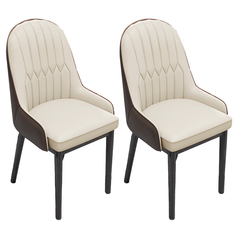 Scandinavian Home Side Chair Metal Upholstered Solid Back Dining Room Chair Off-White 2 Piece Set Black Clearhalo ' kitchen&dining_furn' 'Dining Chairs' 'Dining Tables & Seating' 'dining_chair' 'furn' 'furn_dining_chair' 'Furniture' 'furniture_dining_chair' 'Kitchen & Dining Furniture' 'kitchen' 3885629
