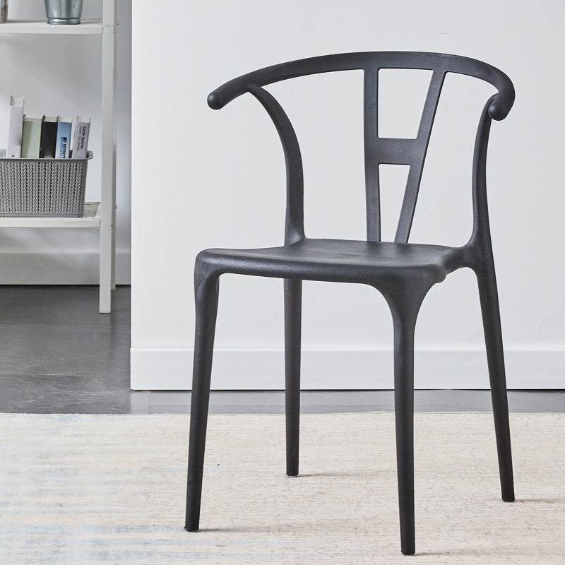 Modern Style Plastic Dining Chair Stackable Armless Dining Side Chair for Kitchen Black 1 Piece Clearhalo ' kitchen&dining_furn' 'Dining Chairs' 'Dining Tables & Seating' 'dining_chair' 'furn' 'furn_dining_chair' 'Furniture' 'furniture_dining_chair' 'Kitchen & Dining Furniture' 'kitchen' 3885633