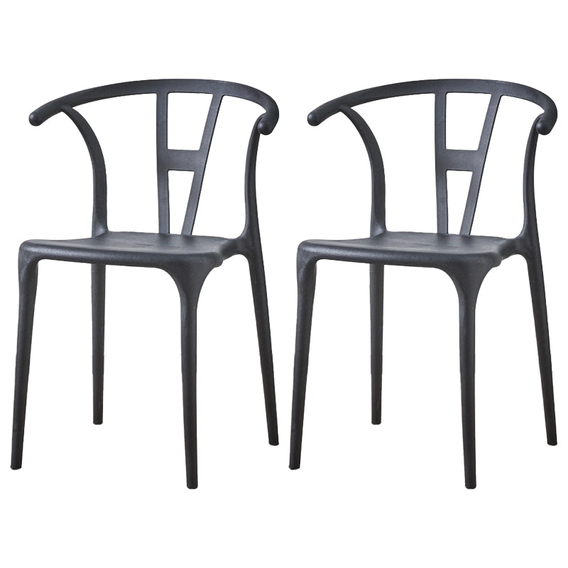 Modern Style Plastic Dining Chair Stackable Armless Dining Side Chair for Kitchen Black 2 Piece Set Clearhalo ' kitchen&dining_furn' 'Dining Chairs' 'Dining Tables & Seating' 'dining_chair' 'furn' 'furn_dining_chair' 'Furniture' 'furniture_dining_chair' 'Kitchen & Dining Furniture' 'kitchen' 3885634
