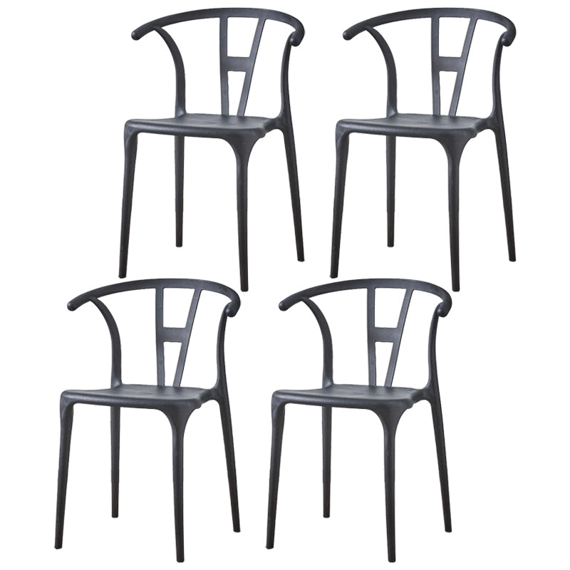 Modern Style Plastic Dining Chair Stackable Armless Dining Side Chair for Kitchen Black 4 Piece Set Clearhalo ' kitchen&dining_furn' 'Dining Chairs' 'Dining Tables & Seating' 'dining_chair' 'furn' 'furn_dining_chair' 'Furniture' 'furniture_dining_chair' 'Kitchen & Dining Furniture' 'kitchen' 3885637