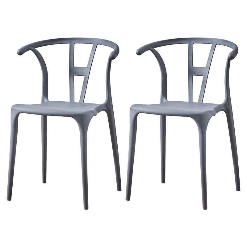 Modern Style Plastic Dining Chair Stackable Armless Dining Side Chair for Kitchen Dark Gray 2 Piece Set Clearhalo ' kitchen&dining_furn' 'Dining Chairs' 'Dining Tables & Seating' 'dining_chair' 'furn' 'furn_dining_chair' 'Furniture' 'furniture_dining_chair' 'Kitchen & Dining Furniture' 'kitchen' 3885640
