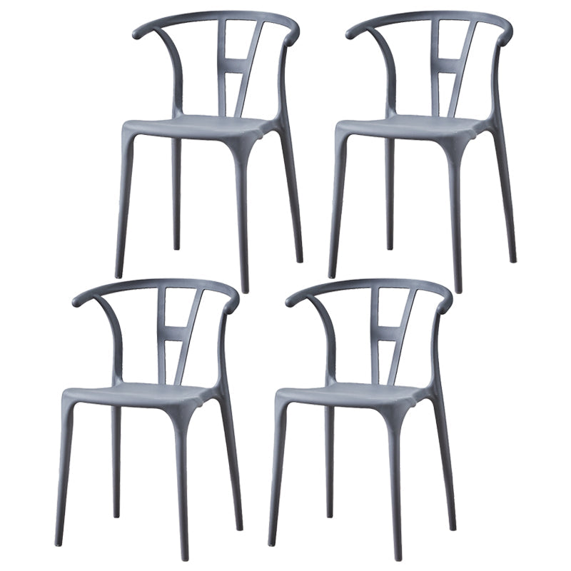 Modern Style Plastic Dining Chair Stackable Armless Dining Side Chair for Kitchen Dark Gray 4 Piece Set Clearhalo ' kitchen&dining_furn' 'Dining Chairs' 'Dining Tables & Seating' 'dining_chair' 'furn' 'furn_dining_chair' 'Furniture' 'furniture_dining_chair' 'Kitchen & Dining Furniture' 'kitchen' 3885643
