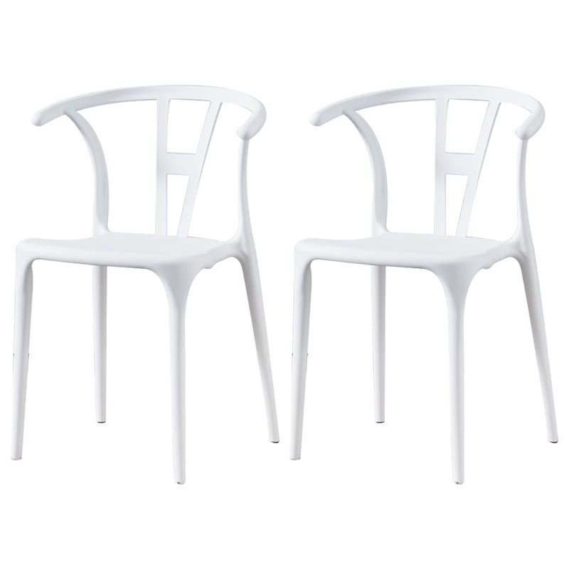 Modern Style Plastic Dining Chair Stackable Armless Dining Side Chair for Kitchen White 2 Piece Set Clearhalo ' kitchen&dining_furn' 'Dining Chairs' 'Dining Tables & Seating' 'dining_chair' 'furn' 'furn_dining_chair' 'Furniture' 'furniture_dining_chair' 'Kitchen & Dining Furniture' 'kitchen' 3885647