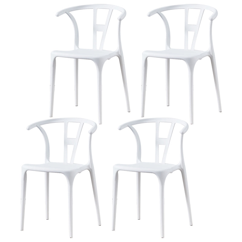 Modern Style Plastic Dining Chair Stackable Armless Dining Side Chair for Kitchen White 4 Piece Set Clearhalo ' kitchen&dining_furn' 'Dining Chairs' 'Dining Tables & Seating' 'dining_chair' 'furn' 'furn_dining_chair' 'Furniture' 'furniture_dining_chair' 'Kitchen & Dining Furniture' 'kitchen' 3885649