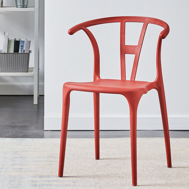 Modern Style Plastic Dining Chair Stackable Armless Dining Side Chair for Kitchen Red 1 Piece Clearhalo ' kitchen&dining_furn' 'Dining Chairs' 'Dining Tables & Seating' 'dining_chair' 'furn' 'furn_dining_chair' 'Furniture' 'furniture_dining_chair' 'Kitchen & Dining Furniture' 'kitchen' 3885650
