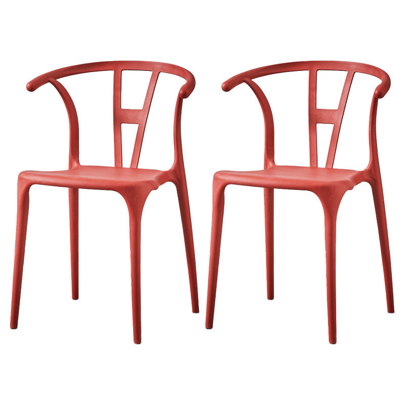 Modern Style Plastic Dining Chair Stackable Armless Dining Side Chair for Kitchen Red 2 Piece Set Clearhalo ' kitchen&dining_furn' 'Dining Chairs' 'Dining Tables & Seating' 'dining_chair' 'furn' 'furn_dining_chair' 'Furniture' 'furniture_dining_chair' 'Kitchen & Dining Furniture' 'kitchen' 3885653