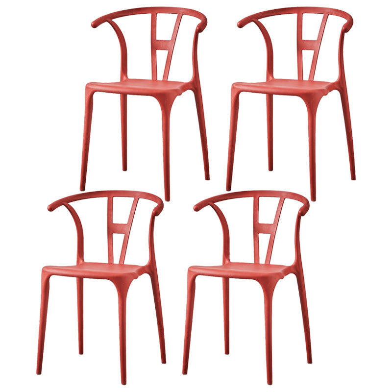 Modern Style Plastic Dining Chair Stackable Armless Dining Side Chair for Kitchen Red 4 Piece Set Clearhalo ' kitchen&dining_furn' 'Dining Chairs' 'Dining Tables & Seating' 'dining_chair' 'furn' 'furn_dining_chair' 'Furniture' 'furniture_dining_chair' 'Kitchen & Dining Furniture' 'kitchen' 3885654