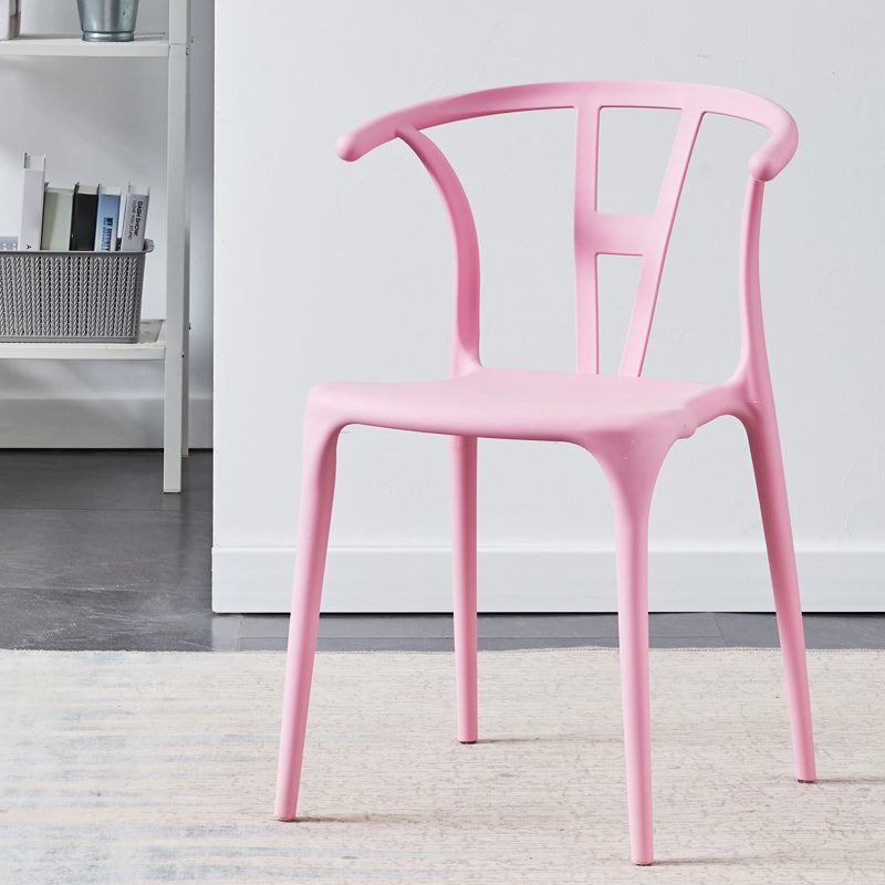 Modern Style Plastic Dining Chair Stackable Armless Dining Side Chair for Kitchen Pink 1 Piece Clearhalo ' kitchen&dining_furn' 'Dining Chairs' 'Dining Tables & Seating' 'dining_chair' 'furn' 'furn_dining_chair' 'Furniture' 'furniture_dining_chair' 'Kitchen & Dining Furniture' 'kitchen' 3885657