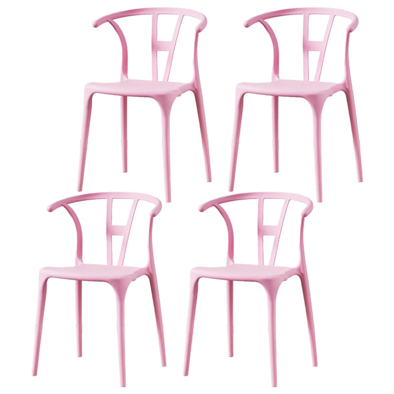 Modern Style Plastic Dining Chair Stackable Armless Dining Side Chair for Kitchen Pink 4 Piece Set Clearhalo ' kitchen&dining_furn' 'Dining Chairs' 'Dining Tables & Seating' 'dining_chair' 'furn' 'furn_dining_chair' 'Furniture' 'furniture_dining_chair' 'Kitchen & Dining Furniture' 'kitchen' 3885660