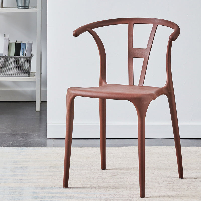Modern Style Plastic Dining Chair Stackable Armless Dining Side Chair for Kitchen Brown 1 Piece Clearhalo ' kitchen&dining_furn' 'Dining Chairs' 'Dining Tables & Seating' 'dining_chair' 'furn' 'furn_dining_chair' 'Furniture' 'furniture_dining_chair' 'Kitchen & Dining Furniture' 'kitchen' 3885661