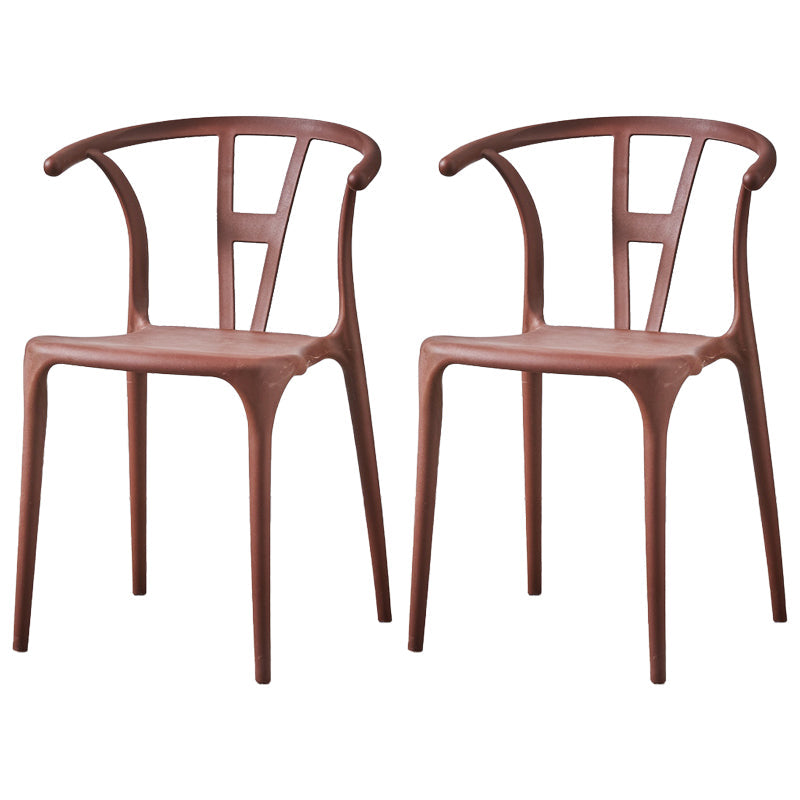 Modern Style Plastic Dining Chair Stackable Armless Dining Side Chair for Kitchen Brown 2 Piece Set Clearhalo ' kitchen&dining_furn' 'Dining Chairs' 'Dining Tables & Seating' 'dining_chair' 'furn' 'furn_dining_chair' 'Furniture' 'furniture_dining_chair' 'Kitchen & Dining Furniture' 'kitchen' 3885662