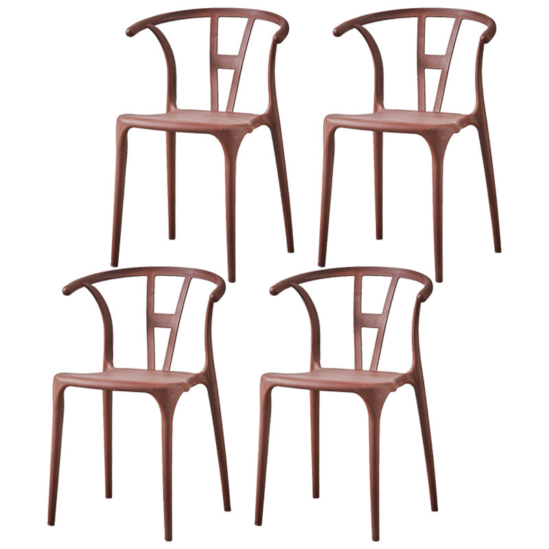 Modern Style Plastic Dining Chair Stackable Armless Dining Side Chair for Kitchen Brown 4 Piece Set Clearhalo ' kitchen&dining_furn' 'Dining Chairs' 'Dining Tables & Seating' 'dining_chair' 'furn' 'furn_dining_chair' 'Furniture' 'furniture_dining_chair' 'Kitchen & Dining Furniture' 'kitchen' 3885663