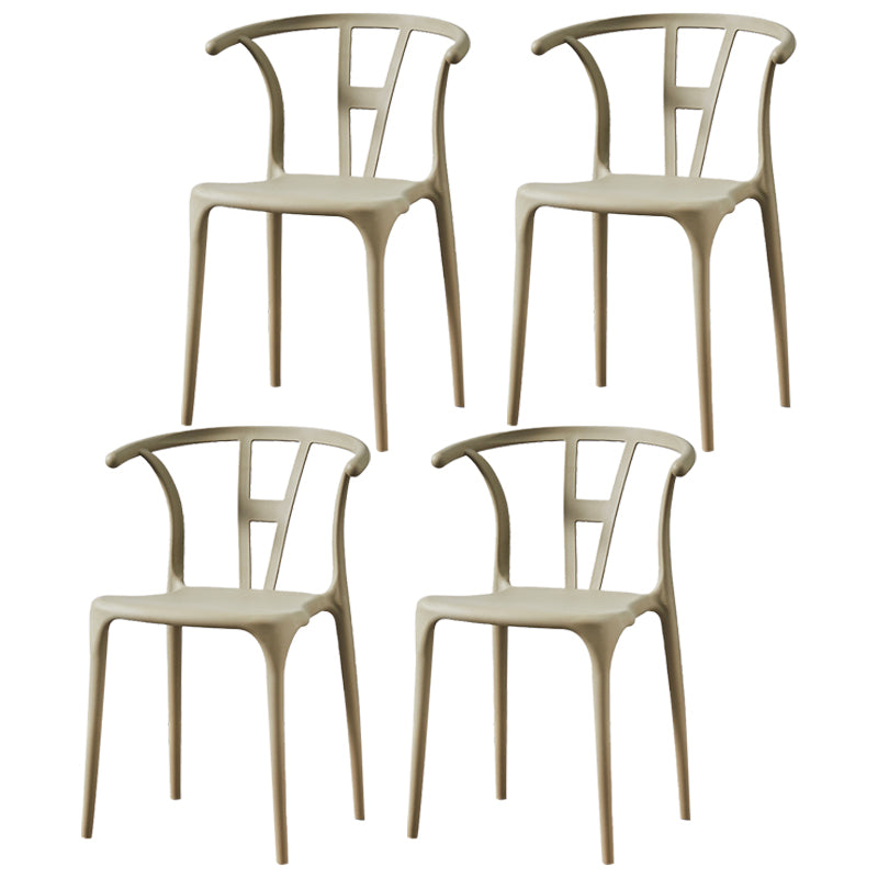 Modern Style Plastic Dining Chair Stackable Armless Dining Side Chair for Kitchen Camel 4 Piece Set Clearhalo ' kitchen&dining_furn' 'Dining Chairs' 'Dining Tables & Seating' 'dining_chair' 'furn' 'furn_dining_chair' 'Furniture' 'furniture_dining_chair' 'Kitchen & Dining Furniture' 'kitchen' 3885669