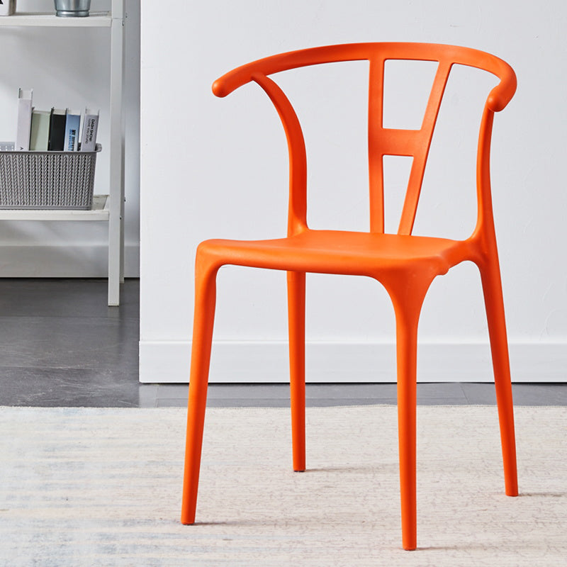Modern Style Plastic Dining Chair Stackable Armless Dining Side Chair for Kitchen Orange 1 Piece Clearhalo ' kitchen&dining_furn' 'Dining Chairs' 'Dining Tables & Seating' 'dining_chair' 'furn' 'furn_dining_chair' 'Furniture' 'furniture_dining_chair' 'Kitchen & Dining Furniture' 'kitchen' 3885679