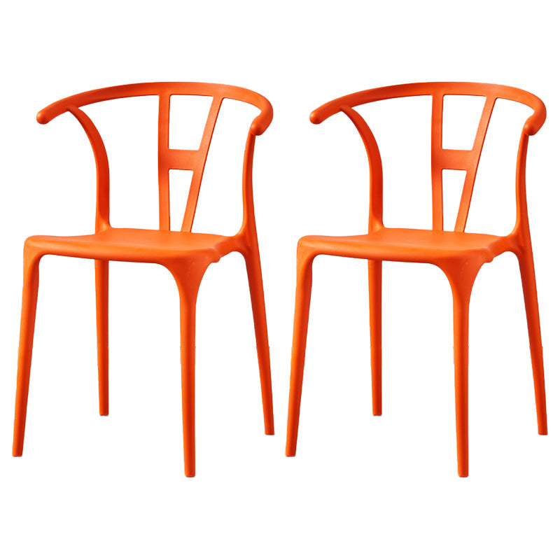Modern Style Plastic Dining Chair Stackable Armless Dining Side Chair for Kitchen Orange 2 Piece Set Clearhalo ' kitchen&dining_furn' 'Dining Chairs' 'Dining Tables & Seating' 'dining_chair' 'furn' 'furn_dining_chair' 'Furniture' 'furniture_dining_chair' 'Kitchen & Dining Furniture' 'kitchen' 3885680