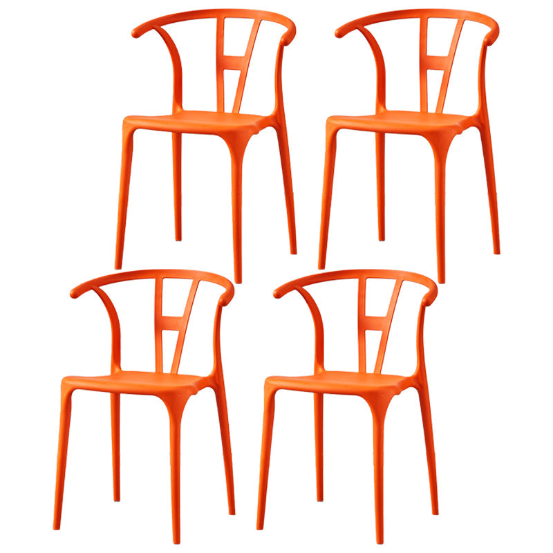 Modern Style Plastic Dining Chair Stackable Armless Dining Side Chair for Kitchen Orange 4 Piece Set Clearhalo ' kitchen&dining_furn' 'Dining Chairs' 'Dining Tables & Seating' 'dining_chair' 'furn' 'furn_dining_chair' 'Furniture' 'furniture_dining_chair' 'Kitchen & Dining Furniture' 'kitchen' 3885681