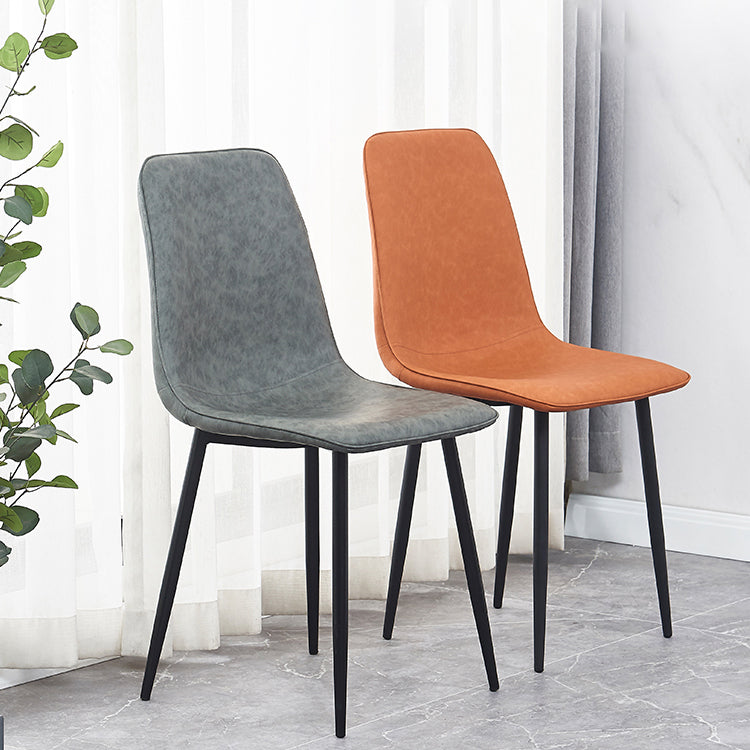 Contemporary Metal Dining Armless Chairs PU Leather Dining Chairs (Set of 2) Clearhalo ' kitchen&dining_furn' 'Dining Chairs' 'Dining Tables & Seating' 'dining_chair' 'furn' 'furn_dining_chair' 'Furniture' 'furniture_dining_chair' 'Kitchen & Dining Furniture' 'kitchen' 3885683