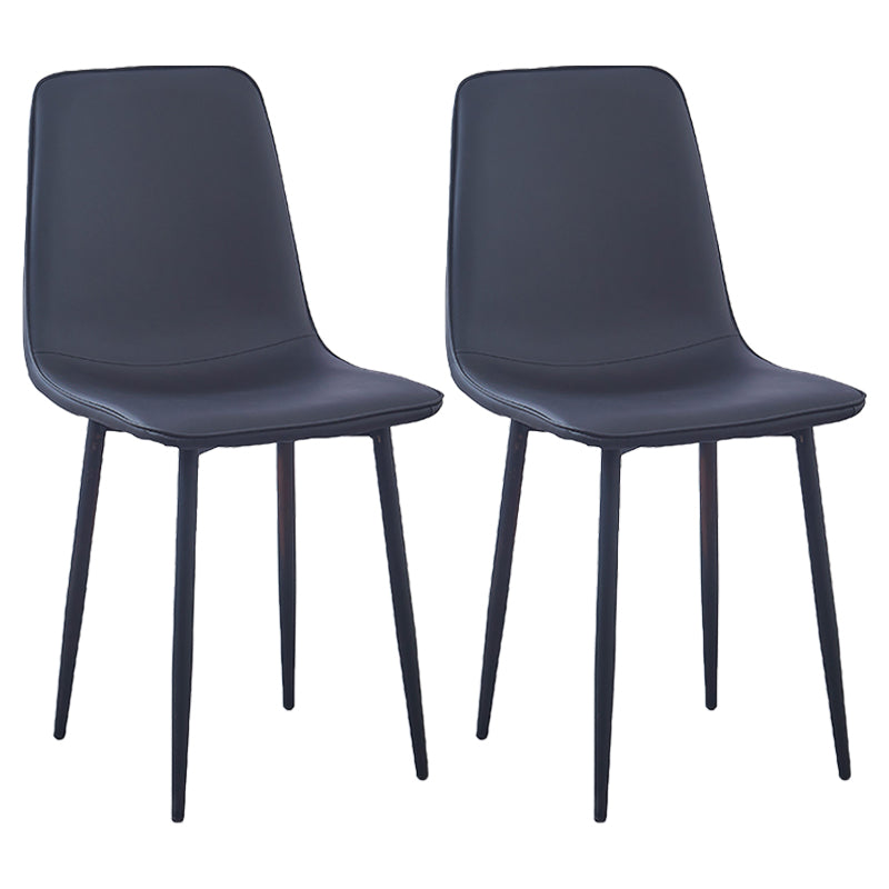 Contemporary Metal Dining Armless Chairs PU Leather Dining Chairs (Set of 2) Black Clearhalo ' kitchen&dining_furn' 'Dining Chairs' 'Dining Tables & Seating' 'dining_chair' 'furn' 'furn_dining_chair' 'Furniture' 'furniture_dining_chair' 'Kitchen & Dining Furniture' 'kitchen' 3885684