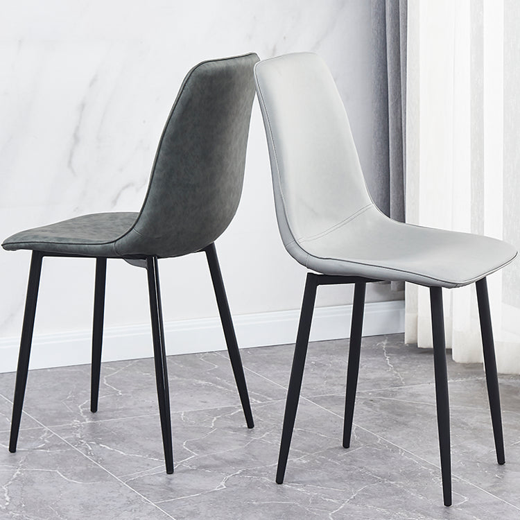 Contemporary Metal Dining Armless Chairs PU Leather Dining Chairs (Set of 2) Clearhalo ' kitchen&dining_furn' 'Dining Chairs' 'Dining Tables & Seating' 'dining_chair' 'furn' 'furn_dining_chair' 'Furniture' 'furniture_dining_chair' 'Kitchen & Dining Furniture' 'kitchen' 3885685