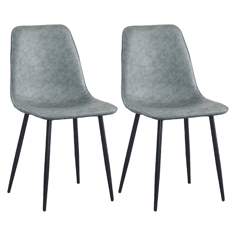 Contemporary Metal Dining Armless Chairs PU Leather Dining Chairs (Set of 2) Grey Clearhalo ' kitchen&dining_furn' 'Dining Chairs' 'Dining Tables & Seating' 'dining_chair' 'furn' 'furn_dining_chair' 'Furniture' 'furniture_dining_chair' 'Kitchen & Dining Furniture' 'kitchen' 3885686