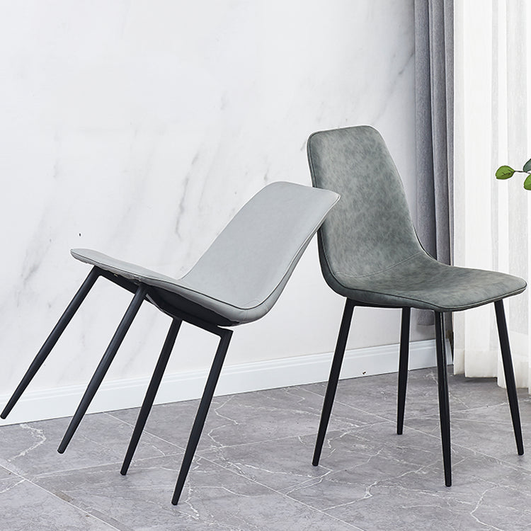 Contemporary Metal Dining Armless Chairs PU Leather Dining Chairs (Set of 2) Clearhalo ' kitchen&dining_furn' 'Dining Chairs' 'Dining Tables & Seating' 'dining_chair' 'furn' 'furn_dining_chair' 'Furniture' 'furniture_dining_chair' 'Kitchen & Dining Furniture' 'kitchen' 3885687