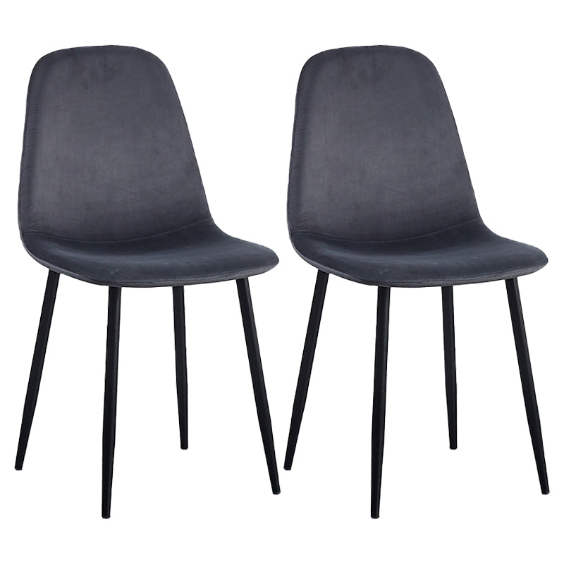 Contemporary Metal Dining Armless Chairs PU Leather Dining Chairs (Set of 2) Dark Gray Clearhalo ' kitchen&dining_furn' 'Dining Chairs' 'Dining Tables & Seating' 'dining_chair' 'furn' 'furn_dining_chair' 'Furniture' 'furniture_dining_chair' 'Kitchen & Dining Furniture' 'kitchen' 3885688