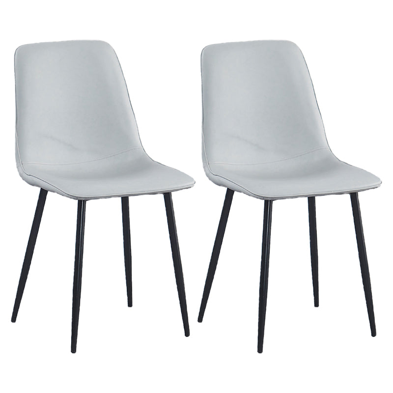 Contemporary Metal Dining Armless Chairs PU Leather Dining Chairs (Set of 2) Light Gray Clearhalo ' kitchen&dining_furn' 'Dining Chairs' 'Dining Tables & Seating' 'dining_chair' 'furn' 'furn_dining_chair' 'Furniture' 'furniture_dining_chair' 'Kitchen & Dining Furniture' 'kitchen' 3885689