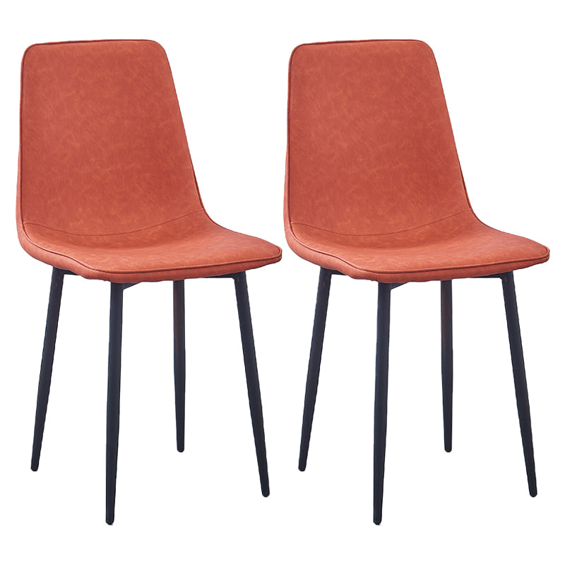 Contemporary Metal Dining Armless Chairs PU Leather Dining Chairs (Set of 2) Orange Red Clearhalo ' kitchen&dining_furn' 'Dining Chairs' 'Dining Tables & Seating' 'dining_chair' 'furn' 'furn_dining_chair' 'Furniture' 'furniture_dining_chair' 'Kitchen & Dining Furniture' 'kitchen' 3885701