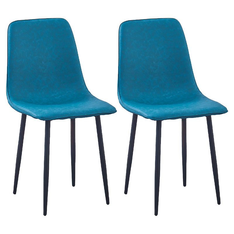 Contemporary Metal Dining Armless Chairs PU Leather Dining Chairs (Set of 2) Peacock Blue Clearhalo ' kitchen&dining_furn' 'Dining Chairs' 'Dining Tables & Seating' 'dining_chair' 'furn' 'furn_dining_chair' 'Furniture' 'furniture_dining_chair' 'Kitchen & Dining Furniture' 'kitchen' 3885703