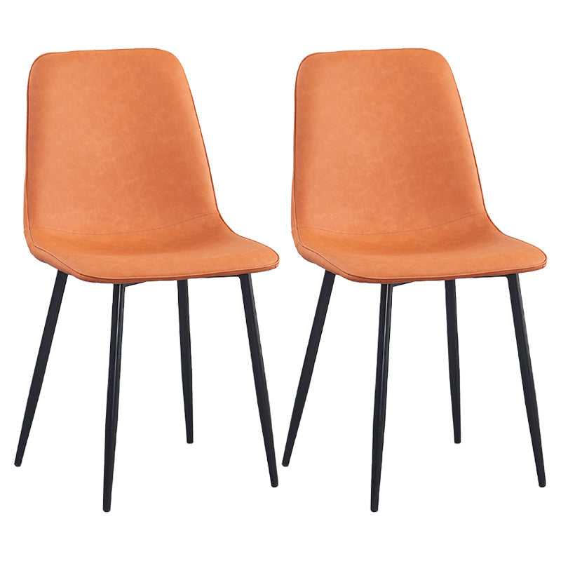 Contemporary Metal Dining Armless Chairs PU Leather Dining Chairs (Set of 2) Orange Clearhalo ' kitchen&dining_furn' 'Dining Chairs' 'Dining Tables & Seating' 'dining_chair' 'furn' 'furn_dining_chair' 'Furniture' 'furniture_dining_chair' 'Kitchen & Dining Furniture' 'kitchen' 3885704