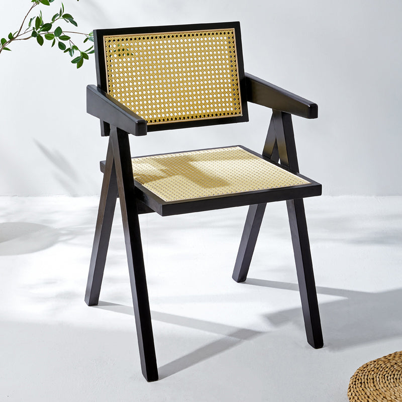 Modern Style Solid Rubberwood Chair Set Open Back Arm Dining Room Chairs Black 1 Piece Clearhalo ' kitchen&dining_furn' 'Dining Chairs' 'Dining Tables & Seating' 'dining_chair' 'furn' 'furn_dining_chair' 'Furniture' 'furniture_dining_chair' 'Kitchen & Dining Furniture' 'kitchen' 3885777