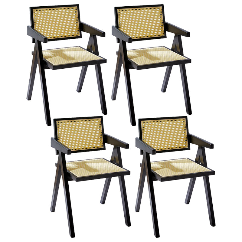 Modern Style Solid Rubberwood Chair Set Open Back Arm Dining Room Chairs Black 4 Piece Set Clearhalo ' kitchen&dining_furn' 'Dining Chairs' 'Dining Tables & Seating' 'dining_chair' 'furn' 'furn_dining_chair' 'Furniture' 'furniture_dining_chair' 'Kitchen & Dining Furniture' 'kitchen' 3885781