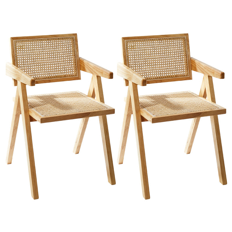 Modern Style Solid Rubberwood Chair Set Open Back Arm Dining Room Chairs Wood 2 Piece Set Clearhalo ' kitchen&dining_furn' 'Dining Chairs' 'Dining Tables & Seating' 'dining_chair' 'furn' 'furn_dining_chair' 'Furniture' 'furniture_dining_chair' 'Kitchen & Dining Furniture' 'kitchen' 3885790