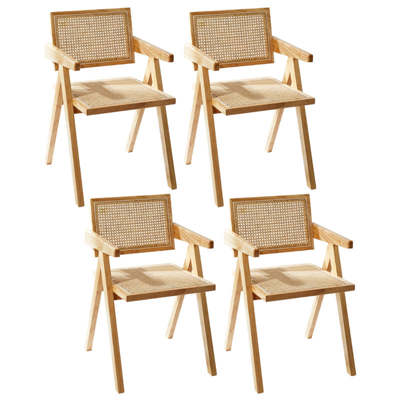 Modern Style Solid Rubberwood Chair Set Open Back Arm Dining Room Chairs Wood 4 Piece Set Clearhalo ' kitchen&dining_furn' 'Dining Chairs' 'Dining Tables & Seating' 'dining_chair' 'furn' 'furn_dining_chair' 'Furniture' 'furniture_dining_chair' 'Kitchen & Dining Furniture' 'kitchen' 3885792