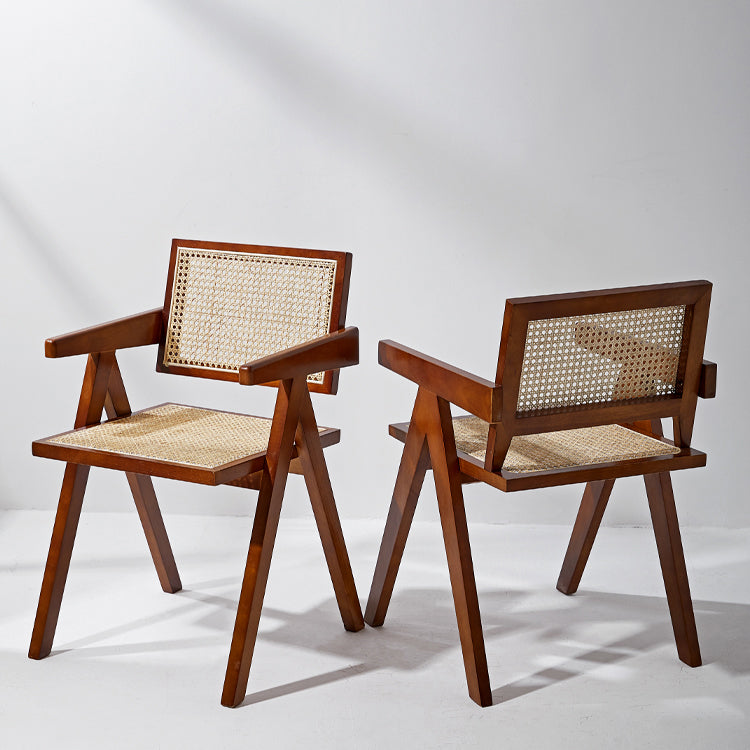 Modern Style Solid Rubberwood Chair Set Open Back Arm Dining Room Chairs Clearhalo ' kitchen&dining_furn' 'Dining Chairs' 'Dining Tables & Seating' 'dining_chair' 'furn' 'furn_dining_chair' 'Furniture' 'furniture_dining_chair' 'Kitchen & Dining Furniture' 'kitchen' 3885800