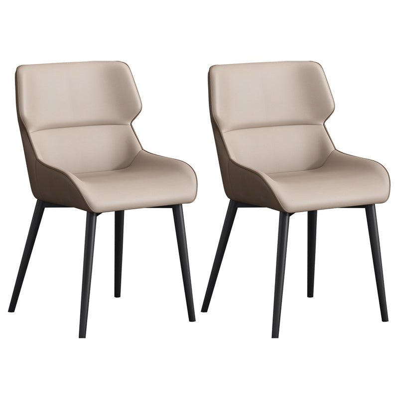 Contemporary Metal Dining Arm Chairs Wingback Parsons Chair for Home Use (Set of 2) Light Gray Clearhalo ' kitchen&dining_furn' 'Dining Chairs' 'Dining Tables & Seating' 'dining_chair' 'furn' 'furn_dining_chair' 'Furniture' 'furniture_dining_chair' 'Kitchen & Dining Furniture' 'kitchen' 3885804