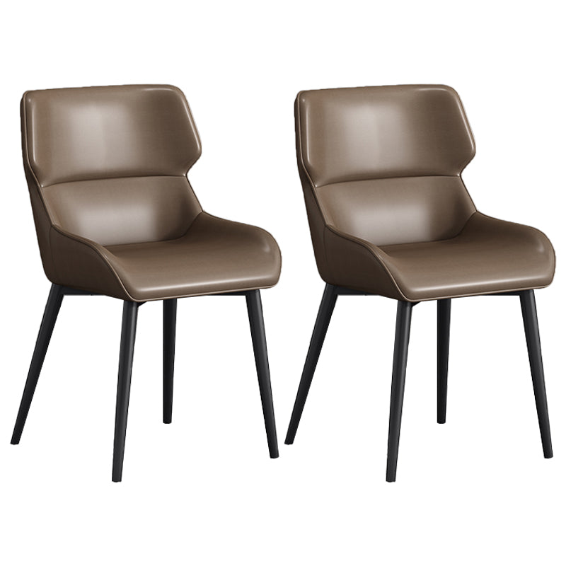 Contemporary Metal Dining Arm Chairs Wingback Parsons Chair for Home Use (Set of 2) Brown Clearhalo ' kitchen&dining_furn' 'Dining Chairs' 'Dining Tables & Seating' 'dining_chair' 'furn' 'furn_dining_chair' 'Furniture' 'furniture_dining_chair' 'Kitchen & Dining Furniture' 'kitchen' 3885805