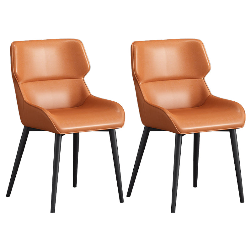 Contemporary Metal Dining Arm Chairs Wingback Parsons Chair for Home Use (Set of 2) Yellow-Brown Clearhalo ' kitchen&dining_furn' 'Dining Chairs' 'Dining Tables & Seating' 'dining_chair' 'furn' 'furn_dining_chair' 'Furniture' 'furniture_dining_chair' 'Kitchen & Dining Furniture' 'kitchen' 3885811