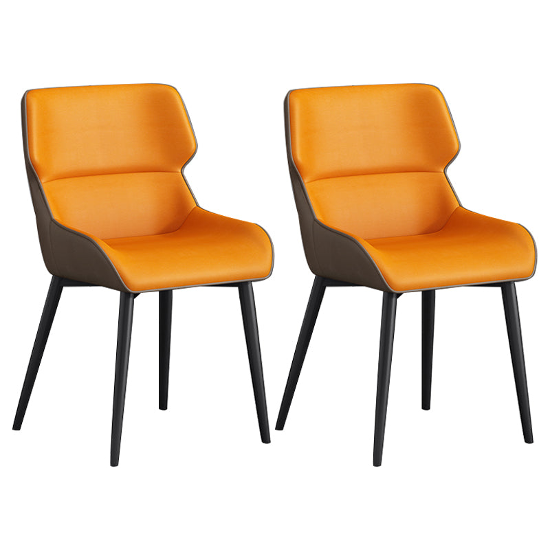 Contemporary Metal Dining Arm Chairs Wingback Parsons Chair for Home Use (Set of 2) Orange Clearhalo ' kitchen&dining_furn' 'Dining Chairs' 'Dining Tables & Seating' 'dining_chair' 'furn' 'furn_dining_chair' 'Furniture' 'furniture_dining_chair' 'Kitchen & Dining Furniture' 'kitchen' 3885813