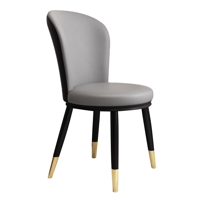 Scandinavian Home Side Chair Metal Wingback Upholstered Dining Room Chair Grey 1 Piece Clearhalo ' kitchen&dining_furn' 'Dining Chairs' 'Dining Tables & Seating' 'dining_chair' 'furn' 'furn_dining_chair' 'Furniture' 'furniture_dining_chair' 'Kitchen & Dining Furniture' 'kitchen' 3885820