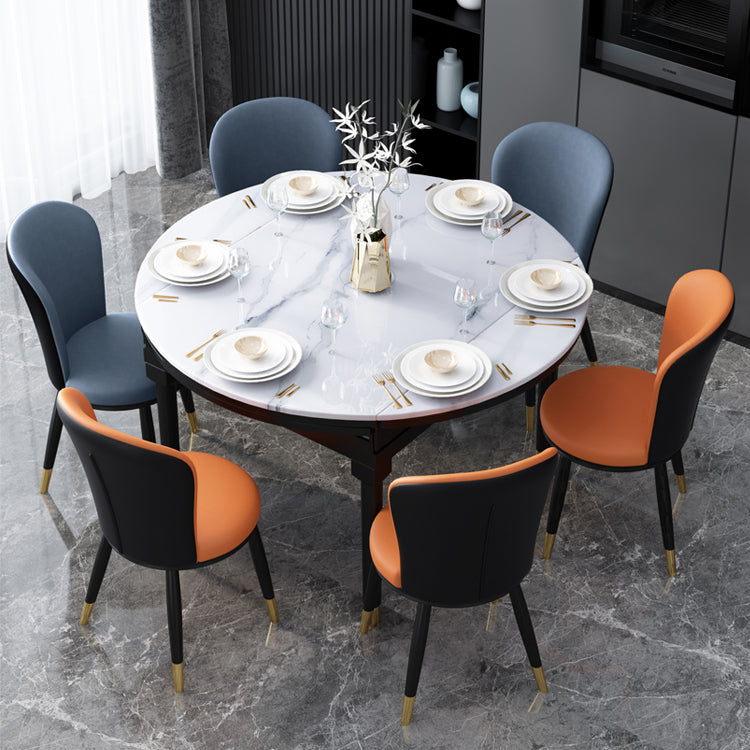Scandinavian Home Side Chair Metal Wingback Upholstered Dining Room Chair Clearhalo ' kitchen&dining_furn' 'Dining Chairs' 'Dining Tables & Seating' 'dining_chair' 'furn' 'furn_dining_chair' 'Furniture' 'furniture_dining_chair' 'Kitchen & Dining Furniture' 'kitchen' 3885823
