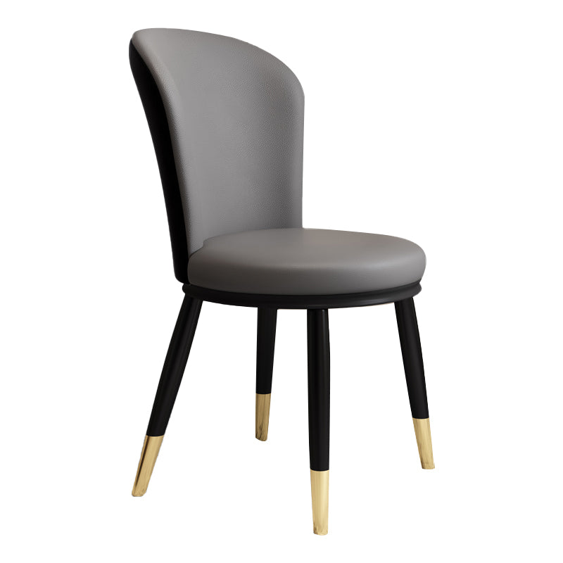 Scandinavian Home Side Chair Metal Wingback Upholstered Dining Room Chair Dark Gray 1 Piece Clearhalo ' kitchen&dining_furn' 'Dining Chairs' 'Dining Tables & Seating' 'dining_chair' 'furn' 'furn_dining_chair' 'Furniture' 'furniture_dining_chair' 'Kitchen & Dining Furniture' 'kitchen' 3885826